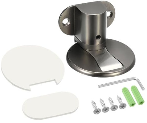 uxcell Magnetic Door Stopper, Adjustable Door Stops Door Catch Magnets Floor Door Holder with Self Adhesive and Screws, Gun-Gray