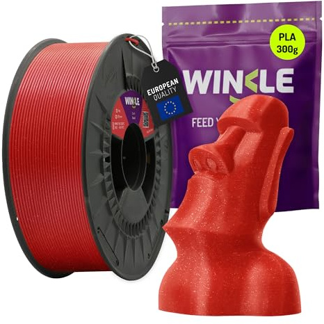 Winkle PLA HD Glitter Filament 1.75 mm Coral 300 g Spool 3D Printer Filament Compatible with FDM Printers 3D Printing Materials Dimensional Accuracy +/- 0.05 mm Easy to Print | Dimensional Accuracy +/- 0.05 mm, Particle Finish and Glittered Appearance, Easy to Print