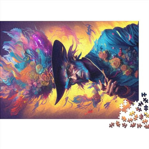 Mann mit Hut, Pop-Art-Puzzle, 1000 Teile, Puzzle für Erwachsene, Kinder, Puzzle, einzigartig, schwierig und herausfordernd, Puzzlespiel, Spielzeug, Geschenk (Größe 75x50cm)
