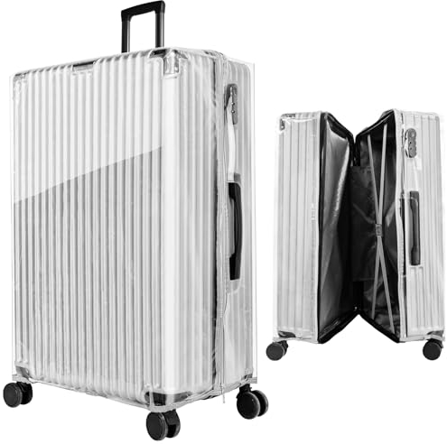 Yotako Kofferabdeckung, transparent, PVC, für Koffer, 50,8 cm, 61 cm, 71,1 cm, 76,2 cm, farblos, 30inch, Tragbare Reisegepäckhülle