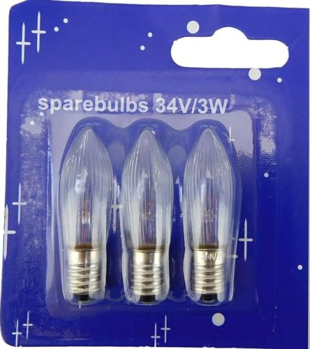 Toyland® Pack of 3 replacement bulbs - 34V, 3W - for candle bridges and Christmas lights