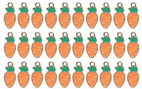EXCEART Osterschmuck 30 Stück Karottenanhänger Legierung Diy Schmuckherstellung Charms Basteln Hasenarmband Zubehör Für Familienfeiern Und Fotorequisiten