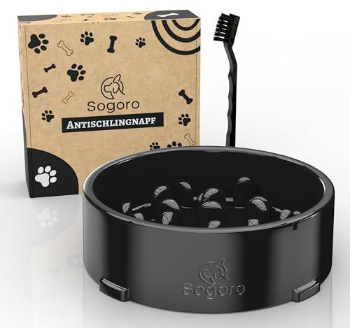 Sogoro Anti Schling Napf Hund mit Bürste zur einfachen Reinigung und bis zu 700ml Kapazität, mit Anti-Rutsch-Effekt und Ideal für mittlere und große Hunde | Antischlingnapf Hunde | Schlingnapf Hunde