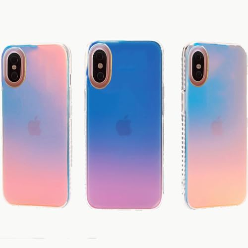 AoozeFon für Hülle iPhone XS/X Handyhülle Matt Durchscheinende Schillernd Fluoreszierend Regenbogen Effekt Schutzhüll für iPhone XS Schlanke Harter PC Rückseite + Weichem Silikonrand Hybrid Case