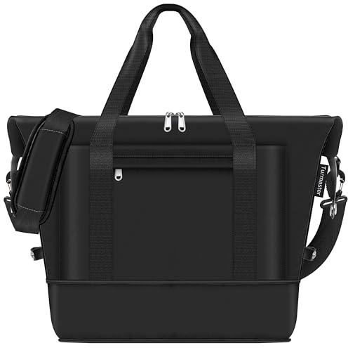 Turmaster Damen Reisetasche Ryanair Handgepäck 40x20x25 Weekender Faltbar Sporttasche Travel Duffle Bag Mama Tasche, Schwarz