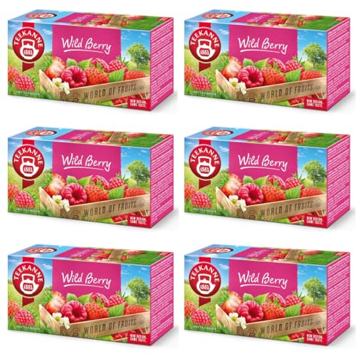 TEEKANNE - Wild Berry Fruit Tea- Früchtetees mit Erdbeer&Himbeeraroma - 6 x 20tb (Dekond gift)