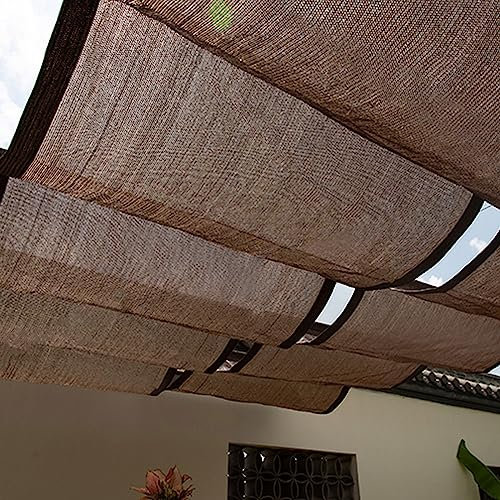 Sonnenschutz terrasse,beschattung für terrassenüberdachung,sonnenrollo terrassenüberdachung,Mit Montagezubehör wie Drahtseilen, geeignet für Balkone, Terrassen, Wintergärten(Color:Brown,Size:0.9 * 8)