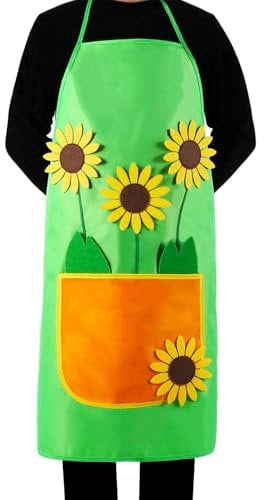 Seawhisper Gärtnerin Kostüm Gärtnerschürze Gärtner Blumenkostüm Blumenschürze Sonnenblumen Schürze für einfache Verkleidung Outfit