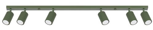 SOLLUX lighting Deckenlampe Deckenleuchte Deckenstrahler Aluminium 6 Flammig 117 x 6,5 x 16,5 cm Karbon Olivgrün