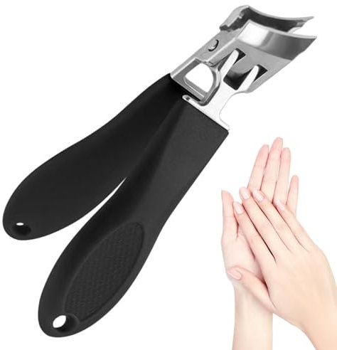 Ultra Stainless Steel Angled Nail Clippers - Wide Jaw Opening, Anti-Splash, Bevelled Curved, Slanted Nail Clippers for Men and Women