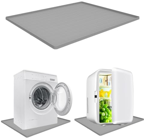 CEWROM Bodenmatte aus Silikon für den Kühlschrank, Kühlschrankmatte mit erhöhtem Rand und Tropfschale, Grau