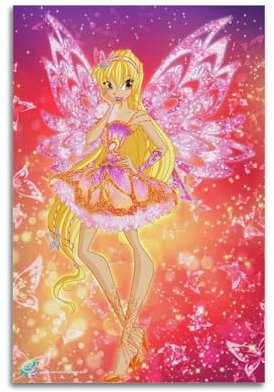 STFHRTFGGH Poster decorativo da parete a tema anime Winx Club, stampa artistica su tela, poster decorativo moderno, per camera da letto, 20 x 30 cm