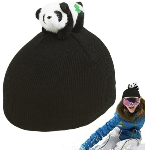Generic Panda Strickmütze – Skihelmüberzug, Snowboardhelmüberzug | Dicke Panda-Strickmütze-Dekoration, einfach zu installierende Helmdekoration für Männer, Frauen beim Skifahren im Freien
