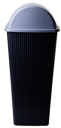 SUSTANIA Mülleimer Küche mit Schwingdeckel 50L, Abfalleimer für Küche & Büro, Farbe Anthrazit/Grau, Maße: 65x38x26cm, Mülltonne Made in EU