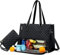 LYSYHWLKJ 2-in-1 Lunchbeutel - Kombination, große Einkaufstasche mit Mittagsabteil, Lunchtasche für Frauen, Cabrio Laptop-Tasche - Arbeitstasche für Geschäft, Schwarz