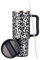 40 oz Thermal Mug with Straw and Handle, 1180 ml Double-Walled Stainless Steel Hot Cold Drinks Vacuum Drinking Cup, Coffee Mug for Home Travel (Leopard Print Black, Millilitres, 1180 ml)