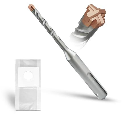 METOTY SDS Plus bohrer 6mm×110mm，mit 4 Hartmetallschneiden,Kopf mit Beschichtung,Steinbohrer,Hammerbohrer,Betonbohrer,Für Stein,Beton,Naturstein,Ziegelmauer