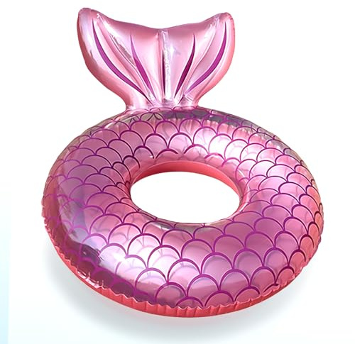 Grosse Bouee La Sirène Adulte, 120cm Bouée Piscine, Queue de Poisson Bouee Sirene Bouée de Natation PVC Bouée Gonflable de Tube pour Ainsi qu'à des Femmes Les Fêtes D'été sur La Plage La Piscine