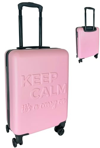 54x36x20cm Hardshell Cabin Suitcase – Lightweight ABS Hand Luggage with 8 Spinner Wheels, Trolley Handle & Lock – Fits Ryanair, easyJet, British Airways, Jet2 – Overhead Travel Bag – 38L - Pink