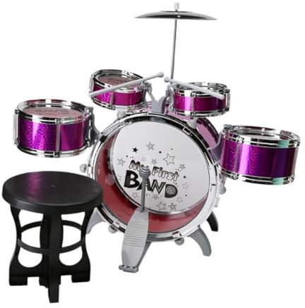 EHJRE Set di Batteria per Bambini, Kit di grancassa, Strumento Musicale Leggero, Giocattolo di Simulazione, Giocattolo per Feste, Ragazzi e Ragazze, Regalo, Viola