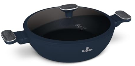 Berlinger Haus Titanium Pan with Lid 28 cm - Non-Stick Coating, Durable, Suitable for All Hob Types, Deep Sea Collection, High Quality Cookware for Home Use