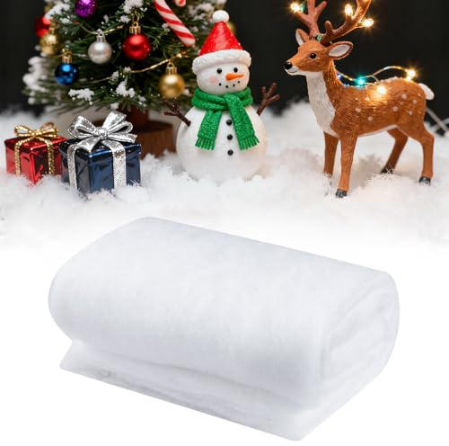 Schneedecke Deko Weihnachten 80x300cm Kunstschnee Deko, Schneedecke, Deko Watte Weihnachten, Schneematte Schneevlies, Künstlicher Schnee für Weihnachtsbaum, Weihnachtsdorf, Weihnachtsdekoration
