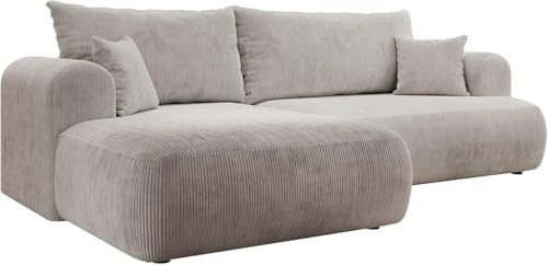 Selsey Ecksofa Links mit Schlaffunktion und Bettkasten 142x210 cm Taupe Bonellfederkern, Abnehmbare Kissen Modular 4er Couch Schlafsofa Kleines Sofa für Wohnzimmer/Schlafzimmer