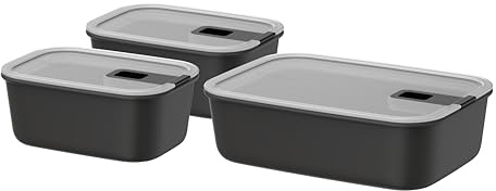 Mepal - Frischhaltdosen EasyClip - 2x 700 + 1500 ml - Nordic black | set 3-teilig - Mit Deckel & Schiebeverschluss - Geeignet für Mikrowelle, Dampfgarer, Kühl- und Gefrierschrank - Luftdicht