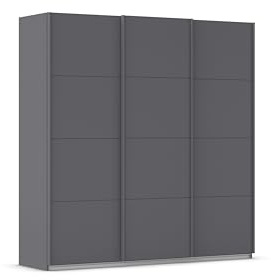 Rauch Möbel KULMBACH, Schwebetürenschrank, Grau metallic, Breite 203 cm | Kleiderschrank mit Schwebetüren, Schiebetüren, 3-türig, Zubehör Basic, für Schlafzimmer, Jugendzimmer, Garderobe, Flur