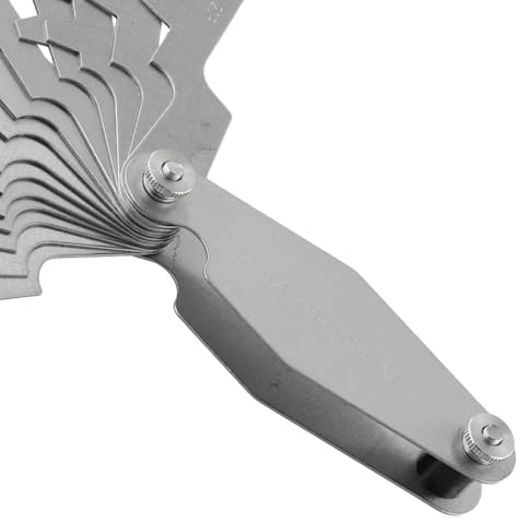 MuchLuckystar ACME - Medidor de rosca de acero inoxidable 30° TR30, herramienta de medición de paso de tornillo 2P-20P, juego de cuchillas plegables métricas para taller de maquinistas