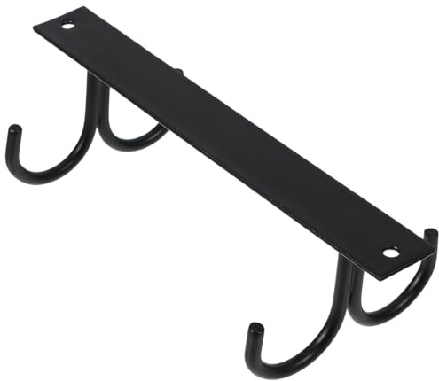 DRAFIDEEP Iron Mug Hooks, Under Shelf 4-Hook Cup Rack for Kitchen, Strong Load-Bearing Design with Glass Cup Storage, Black Metal Hanging Organiser with Screws