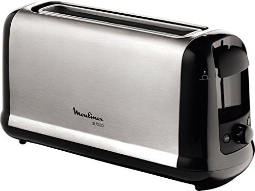 Moulinex Grille-pain 1 longue fente - 7 niveaux de dorage, Fente large, Bouton arrêt, Décongelation, Réchauffage, Tiroir ramasse-miettes, inox, Subito, LS260800