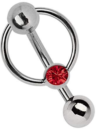 Modern Nature Piercing-Schmuck Genital Piercing Titanium Banana in 1.6 mm, 5 mm Hole Ball and Clamp Ring with Stone in Various Colours
