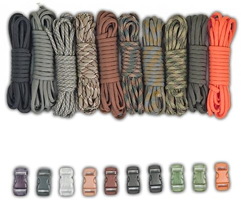 Paracord Planet Paracord Survival Bracelet Project Tan Colors Combo Kit with 100 Feet in 10 Colors and 10 Buckles