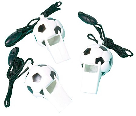 Amscan INT390537 - 12 Trillerpfeifen Championship Soccer Plastik 6,2 x 3,2 cm, Mitgebsel, Spielzeug