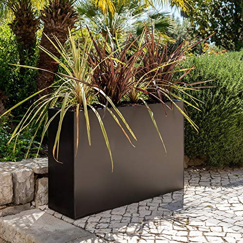 Primrose Large Garden Zinc Tall Trough Planter with Insert Black H60cm x W95cm