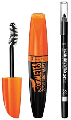 Rimmel ScandalEyes Curve Alert Mascara with ScandalEyes Waterproof Kohl Kajal Liner, 1 Set, Combo