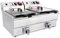 Beeketal 'BWF-162P' Profi Gastronomie Doppel Kaltzonen Fritteuse (2 x 16 Liter Volumen für max. 2 x 11 Liter Öl) Edelstahl Gastro Imbiss Friteuse mit Doppelheizspirale und Fettablaufhahn