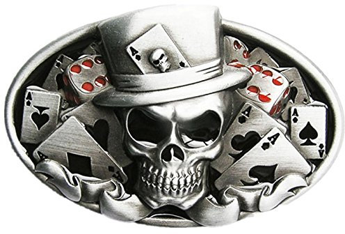 JEAN'S FRIEND Dice Skull Tattoo Casino Oval Vintage Belt Buckle Gürtelschnallen (With Enamel)