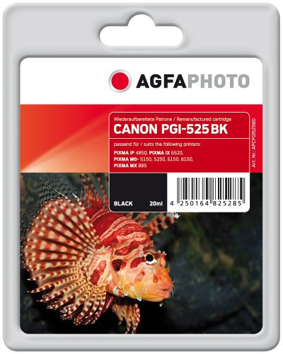 AgfaPhoto APCPGI525BD PGI-525 BK mit Chip Druckerpatrone für Canon, schwarz