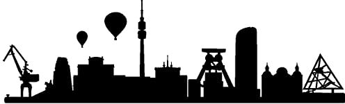Samunshi® Autoaufkleber Ruhrgebiet Aufkleber Skyline 15 x 4,5cm schwarz