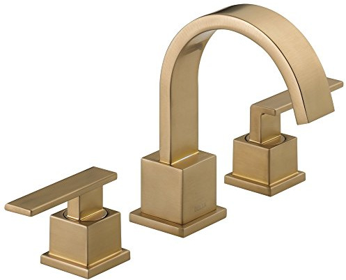 Delta Vero Brushed Gold Bathroom Faucet 3 Hole, 8 Inch Widespread Bathroom Sink Faucet for Vanity, Metal Push-Pop Drain Assembly, Champagne Bronze 3553LF-CZ