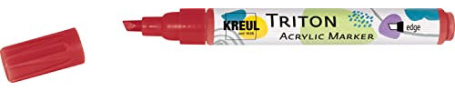 KREUL 17824 - Triton Acrylic Marker edge, karmin, Keilspitze, Strichstärke circa 1 bis 4 mm, auf Wasserbasis, Acrylmarker zur Gestaltung von Papier, Holz, Stein und vielem mehr