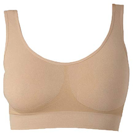 UnsichtBra Bustier Damen BH ohne Buegel | Wohlfühl Bustiers Top | Bügelloser Soft Bra | Schlaf Still Sport Bralette in vielen Farben (wellbra_sngl)(M, Beige)