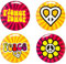 Boland 44508 - Buttons Hippie mit Anstecknadel, 4 Stück, Durchmesser 3 cm, Anstecker, Peace, Flower Power, Mitgebsel, Accessoire, Mottoparty, Karneval