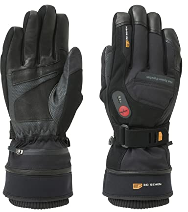 30seven, Gants Chauffants pour Hommes et Femmes avec Batteries Rechargeables au Lithium, imperméable au Vent et à l'eau, conçu pour Le Ski et Les températures extrêmes, Doigts Chauds, Noir, 9, M