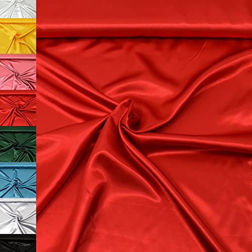 MAGAM-Stoffe 1m Estelle Satin Stoff uni ideal für Kleidung und Deko Meterware (08. Rot)