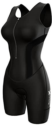 Sparx Women Triathlon Suit Tri Short Racing Cycling Swim Run (Large, Black/Black)