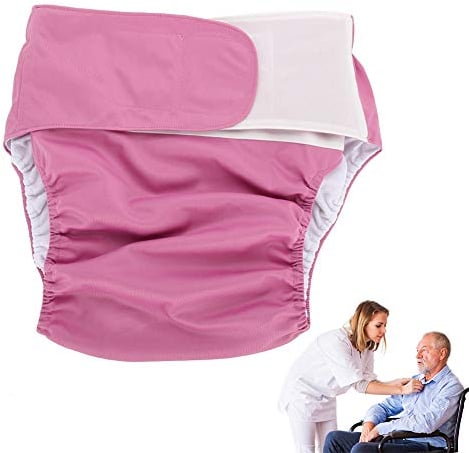 Windelhosen gegen Inkontinenz für Erwachsene, waschbar wiederverwendbar und verstellbar Windel Inkontinenz-Hygieneartikel für ältere Menschen(Rose)