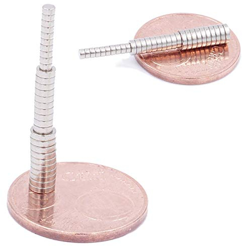 Brudazon | 60 Mini Scheiben-Magnete Set 2x1mm + 3x1mm + 4x1mm | N52 stärkste Stufe - Neodym-Magnete ultrastark | Power-Magnet für Modellbau, Basteln | Magnetscheibe extra stark